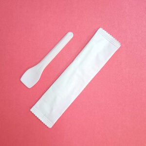 100% Compostable PLA Ice Cream Spoon(3.74 Inch) | White Kraft Paper Packaging | Biodegradable Disposable Plastic Cutlery